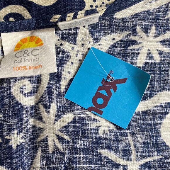 C&C California Womens Blue & White Sun & Stars Print Linen‎ Tank Top MD NWT - Picture 5 of 5